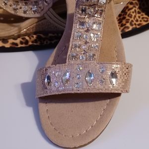 Shoes  new never worn 8 W gold with rhinestones  very nice